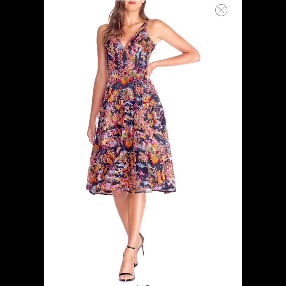 NWT Dress The Population Gorgeous Black Colorful Sequin Sexy Statement Dress S